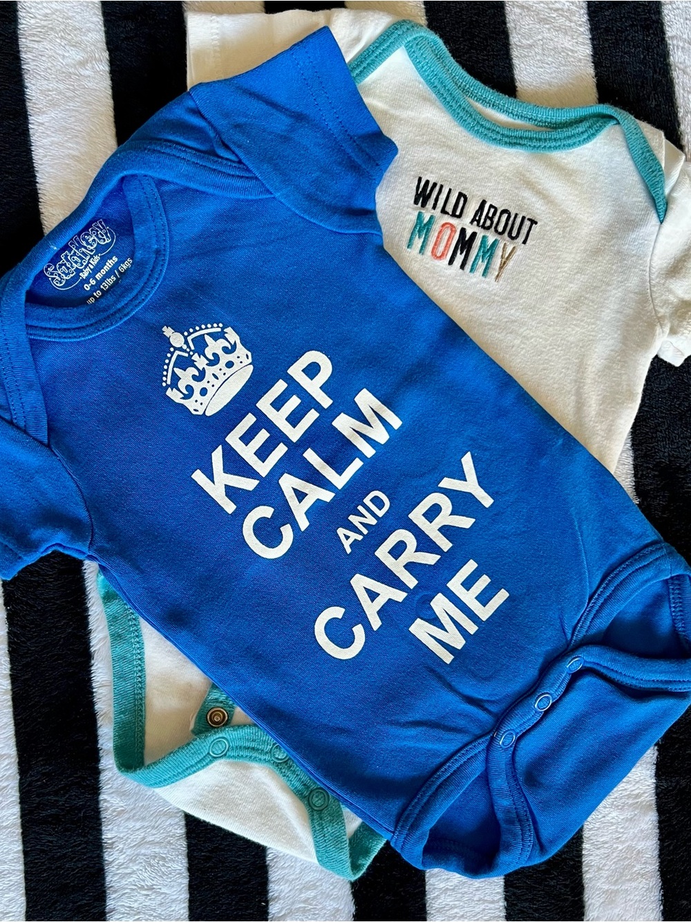 Keep Calm and Carry Me Blue Baby Onesie - Unbranded